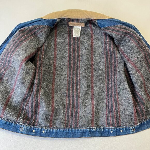 Vintage Wrangler Jean Jacket Mens 40 Blanket Lined Barn Chore Corduroy Collar - Picture 4 of 12